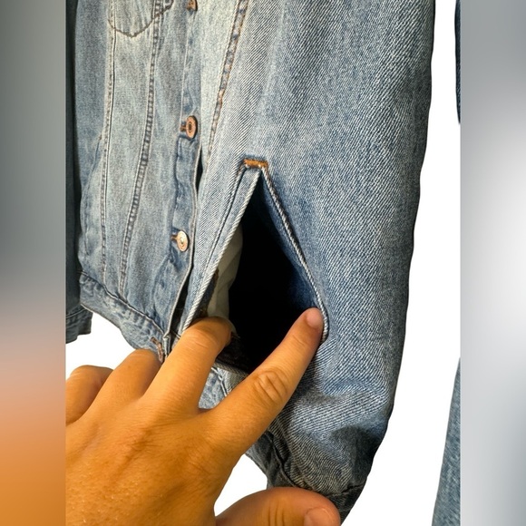 Forever 21 Jean Jacket Faux Fur Boys Large - Picture 8 of 14